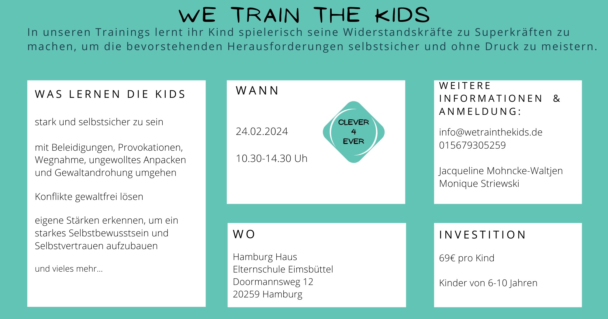 We train the kids Selbstsicher und stark im Leben - clever4ever - Termin 24.02.2024 - www.elternschule-eimsbuettel.de